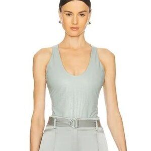 LaPointe Women's Bodysuit Croc Faux Leather Sleeveless Jade Green Revolve Size 2